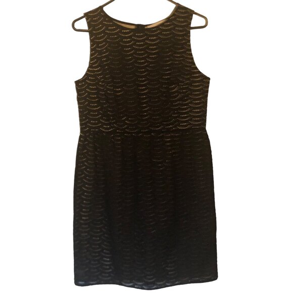 LOFT sleeveless black eyelet cotton midi dress sz 10P - Picture 5 of 14